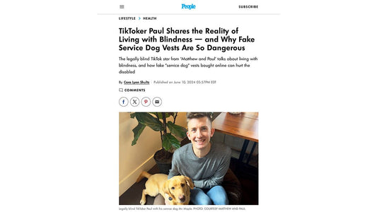 PEOPLE MAGAZINE: TikToker Paul Shares the Reality of Living with Blindness — and Why Fake Service Dog Vests Are So Dangerous - Paul Castle Studio