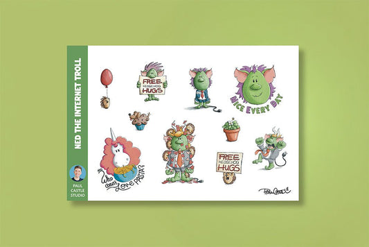 Ned the Internet Troll Sticker Set - Paul Castle Studio