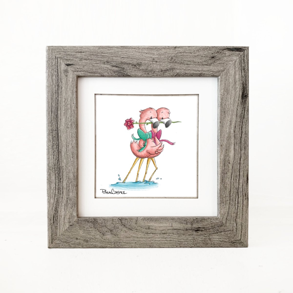 flamingos-dancing-with-rose-in-mouth-illustration-grey-frame