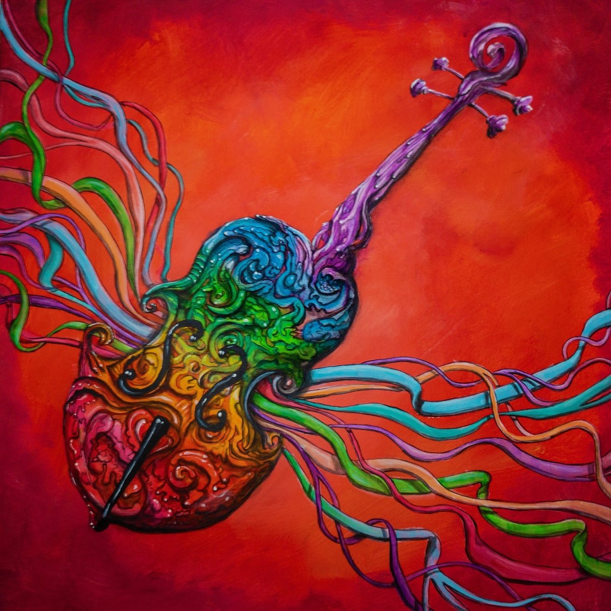 colorful-violin-with-colorful-ribbons-painting
